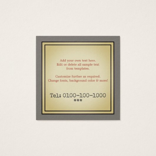 Retro Rock Vinyl Record Vierkante Visitekaartjes (Achterkant)