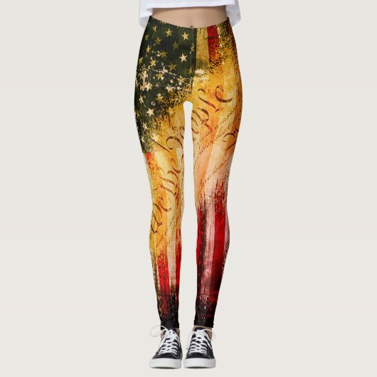 Retro Rock WE DE PEOPLE American Flag Leggings (Voorkant)