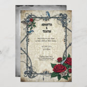 Retro Rockabilly Blue Bird Tattoo Gothic bruiloft Kaart (Voorkant / Achterkant)