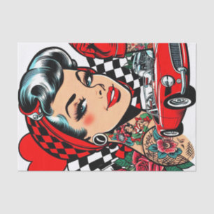 Retro Rockabilly Girl Comic Tissuepapier