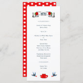 Retro Rockabilly Hearts Wedding Menu (Voorkant / Achterkant)