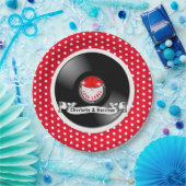 Retro Rockabilly Hearts Wedding Papieren Bordje (Feest)