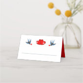 Retro Rockabilly Hearts Wedding Plaatskaartje (Voorkant)