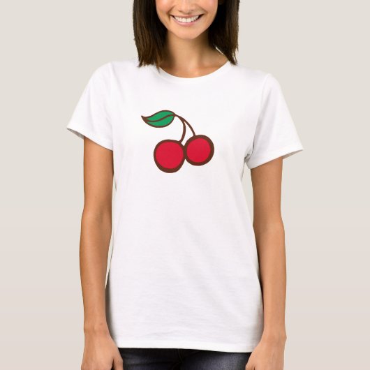 Retro Rockabilly Kersen T-Shirt Top (Voorkant)