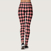 Retro Rockabilly Pink Black Argyle Leggings Pants (Achterkant)