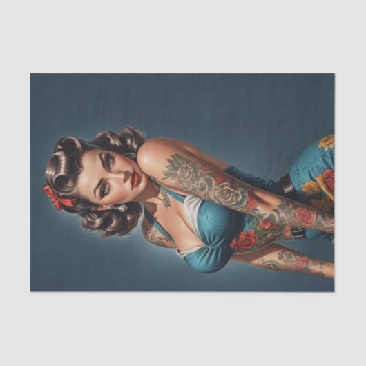 Retro Rockabilly Pinup Girl Decoupage Tissuepapier (Voorkant)