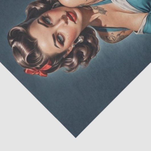 Retro Rockabilly Pinup Girl Decoupage Tissuepapier (Detail)