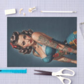 Retro Rockabilly Pinup Girl Decoupage Tissuepapier (Craft)