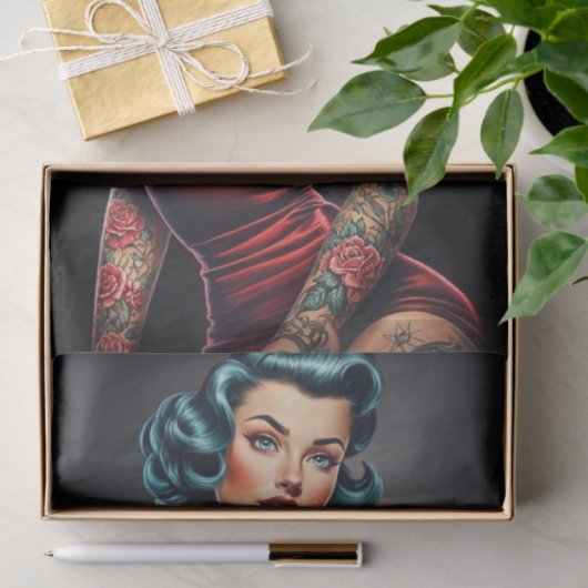 Retro Rockabilly Pinup Woman Decoupage Tissuepapier (Geschenk)