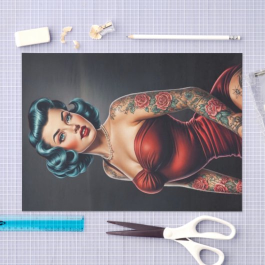 Retro Rockabilly Pinup Woman Decoupage Tissuepapier (Craft)