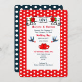 Retro Rockabilly Polka Dot Wedding Kaart (Voorkant / Achterkant)