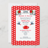 Retro Rockabilly Polka Dot Wedding Kaart (Voorkant)