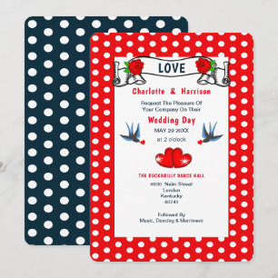 Retro Rockabilly Polka Dot Wedding Kaart