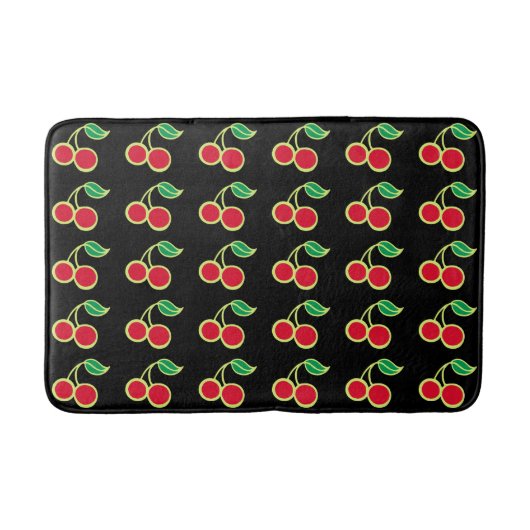 Retro Rockabilly Rood Kersen Badkamer Badmat Vloer (Voorkant)