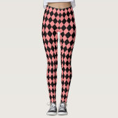 Retro Rockabilly Roze Zwarte Argyle Leggings Broek (Voorkant)