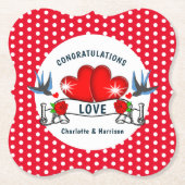 Retro Rockabilly Theme Wedding Kartonnen Onderzetters (Voorkant)