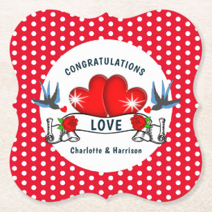 Retro Rockabilly Theme Wedding Kartonnen Onderzetters