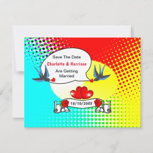 Retro Rockabilly Wedding Save The Date (Voorkant)