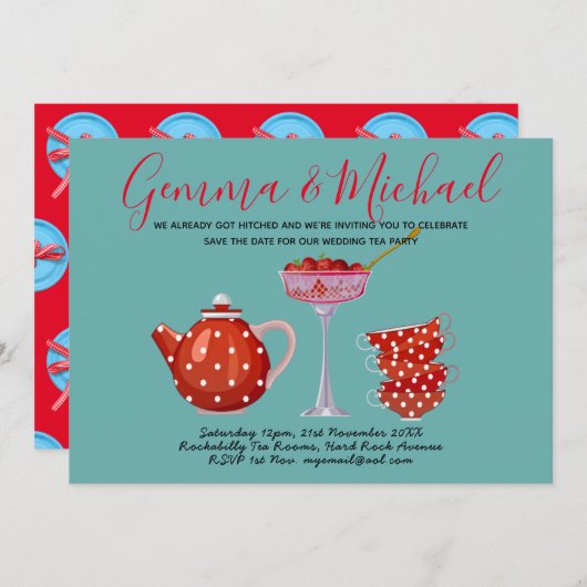 Retro Rockabilly Wedding Tea Party 1950  Kaart (Voorkant / Achterkant)