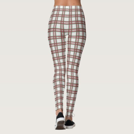 Retro Rockabilly Witte Geruite Leggings Broek (Achterkant)