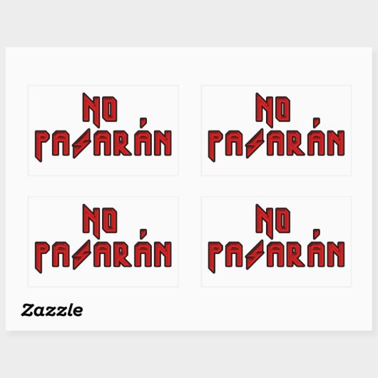 Retro Rocker - Geen Pasaran Rechthoekige Sticker (Vel)