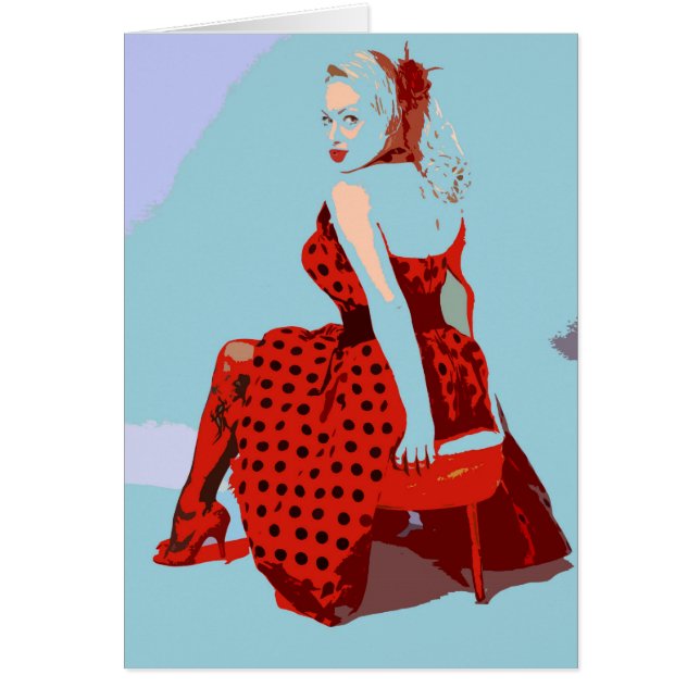 Retro  Rocker Lady in Polka Dot Dress (Voorkant)