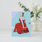 Retro Rocker Lady in Polka Dot Dress Briefkaart (Staand voorkant)