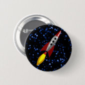 Retro Rocket 3d Ronde Button 5,7 Cm (Voorkant /achterkant)