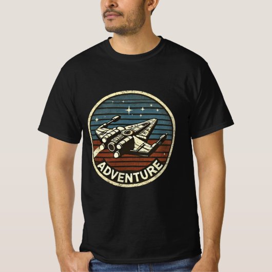 Retro Rocket Adventure in de ruimte T-shirt (Voorkant)
