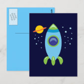 Retro Rocket Briefkaart (Voorkant / Achterkant)