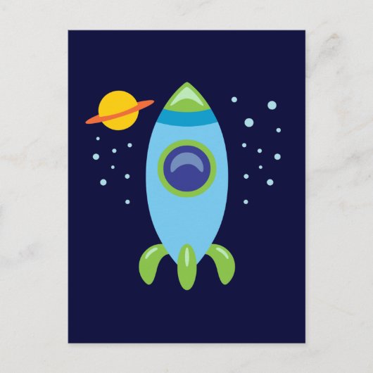 Retro Rocket Briefkaart (Voorkant)