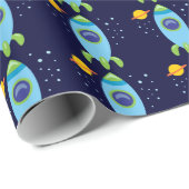 Retro Rocket Cadeaupapier (Rol Hoek)