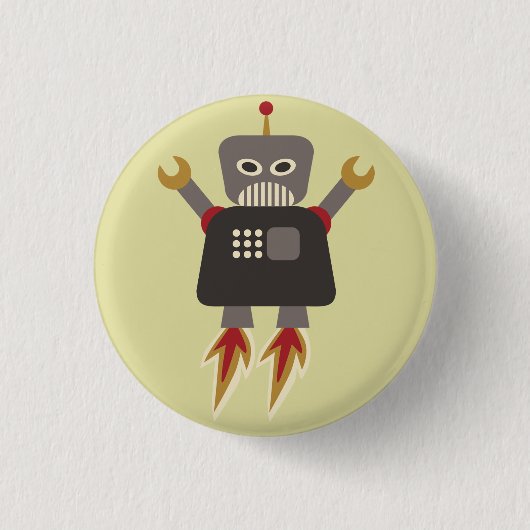 Retro Rocket Cartoon Robot Flair Ronde Button 3,2 Cm (Voorkant)