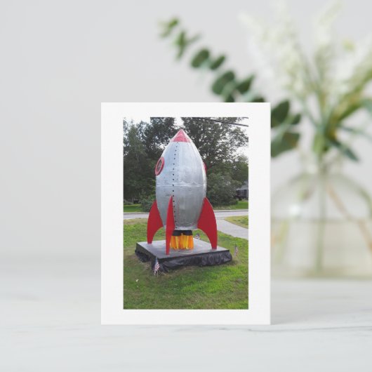 Retro Rocket Foto Briefkaart (Staand voorkant)