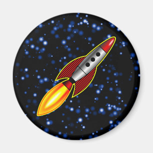 Retro Rocket - Gepersonaliseerd Magneet