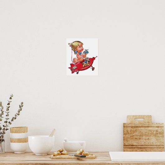 Retro Rocket Girl Poster (Keuken)