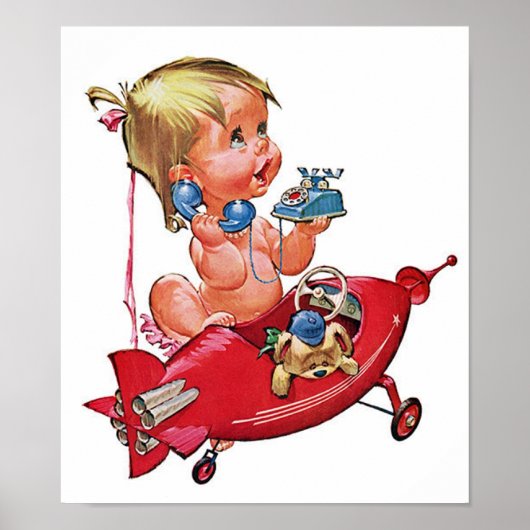 Retro Rocket Girl Poster (Voorkant)