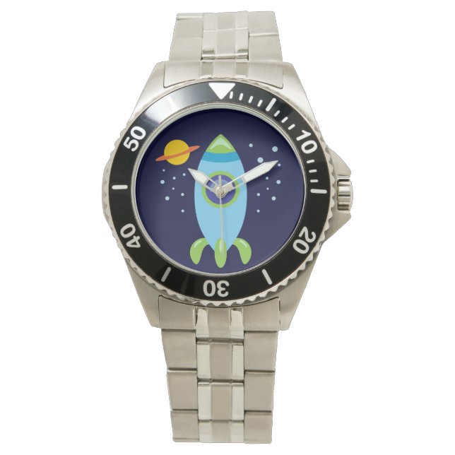 Retro Rocket Horloge (Voorkant)