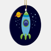 Retro Rocket Keramisch Ornament (Rechts)