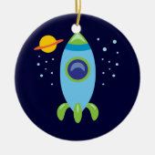 Retro Rocket Keramisch Ornament (Voorkant)