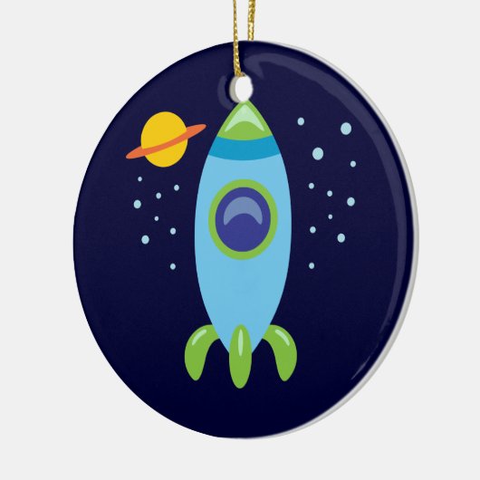 Retro Rocket Keramisch Ornament (Links)