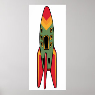 Retro Rocket - Kleur Poster