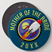 Retro Rocket langere tekst Ronde Button 6,0 Cm (Voorkant /achterkant)