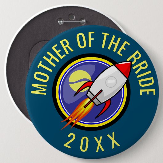 Retro Rocket langere tekst Ronde Button 6,0 Cm (Voorkant /achterkant)