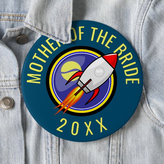 Retro Rocket  langere tekst Ronde Button 6,0 Cm (In situ)