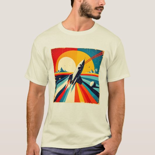 Retro Rocket Launch T-shirt (Voorkant)