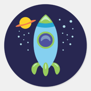 Retro Rocket Ronde Sticker