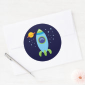 Retro Rocket Ronde Sticker (Envelop)