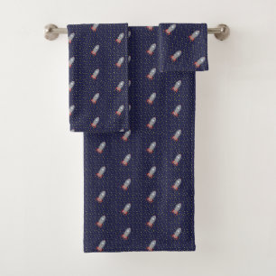 Retro Rocket-schip en sterren Bad Handdoek