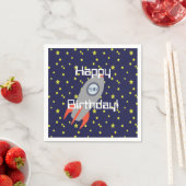 Retro Rocket Ship and Stars Happy Birthday Servet (Insitu)